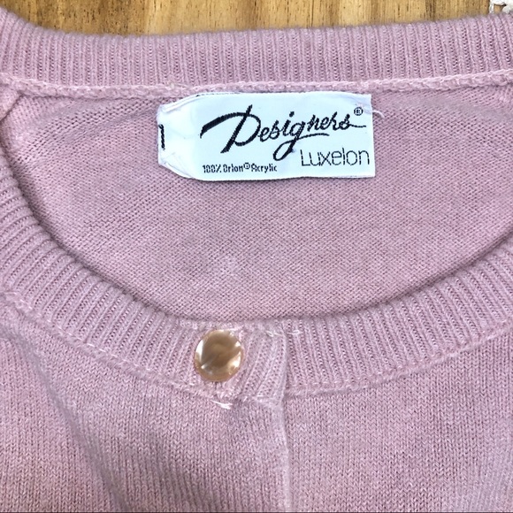 Vintage Designers Knitting Mills Luxelon Pink Button Up Cardigan Sweater - Picture 8 of 11